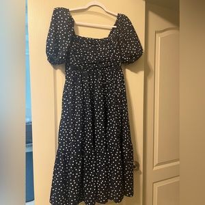 Abercrombie Emerson Poplin Puff Sleeve Midi Dress